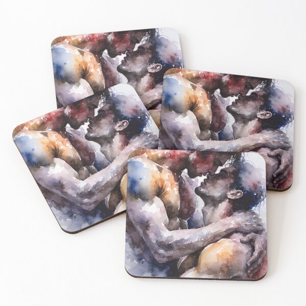 Item preview, Intimate Watercolor Gay Couple Kiss – Romantic LGBTQ Pride Art designed and sold by gayishdesign.