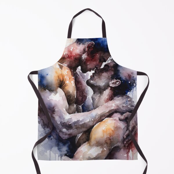 Item preview, Intimate Watercolor Gay Couple Kiss – Romantic LGBTQ Pride Art designed and sold by gayishdesign.