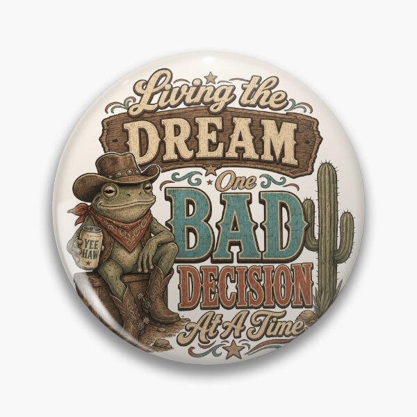 Item preview, Funny Retro Cowboy Frog - Living The Dream, One Bad Decision At A Time designed and sold by legendaryskins.