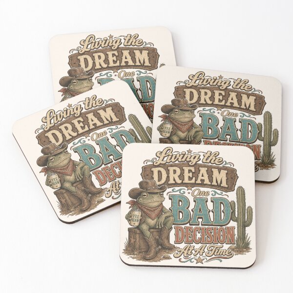 Item preview, Funny Retro Cowboy Frog - Living The Dream, One Bad Decision At A Time designed and sold by legendaryskins.