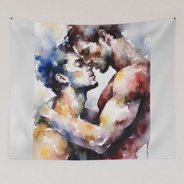 Item preview, Sensual Watercolor Gay Romance – Passionate LGBTQ Pride Art designed and sold by gayishdesign.