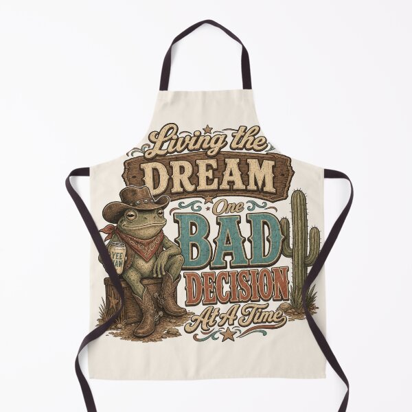 Item preview, Funny Retro Cowboy Frog - Living The Dream, One Bad Decision At A Time designed and sold by legendaryskins.