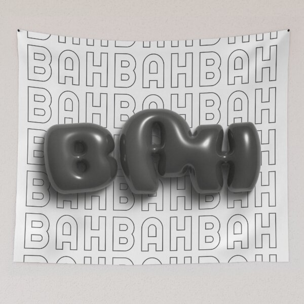 Item preview, Bah 3D Bubble Letters in Black and White designed and sold by AniDragonfly.