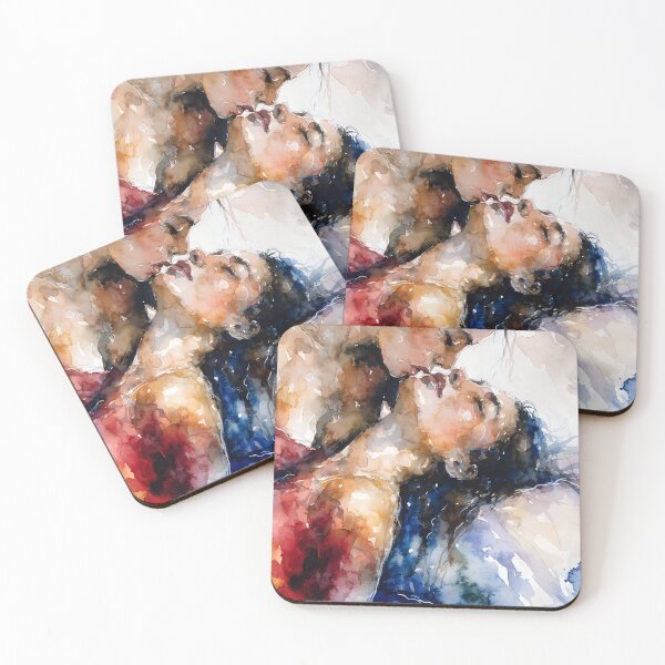 Item preview, Intimate Lesbian Kiss Watercolor – Romantic Sapphic Pride Art designed and sold by gayishdesign.