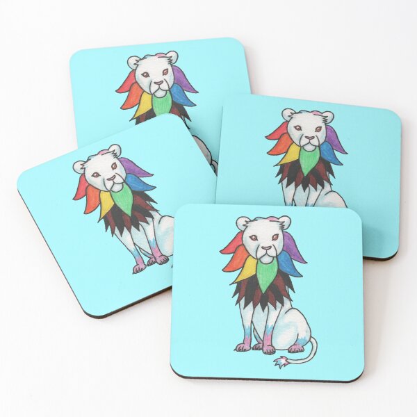 Item preview, Rainbow Lion - Blue Background designed and sold by Waves and Water.