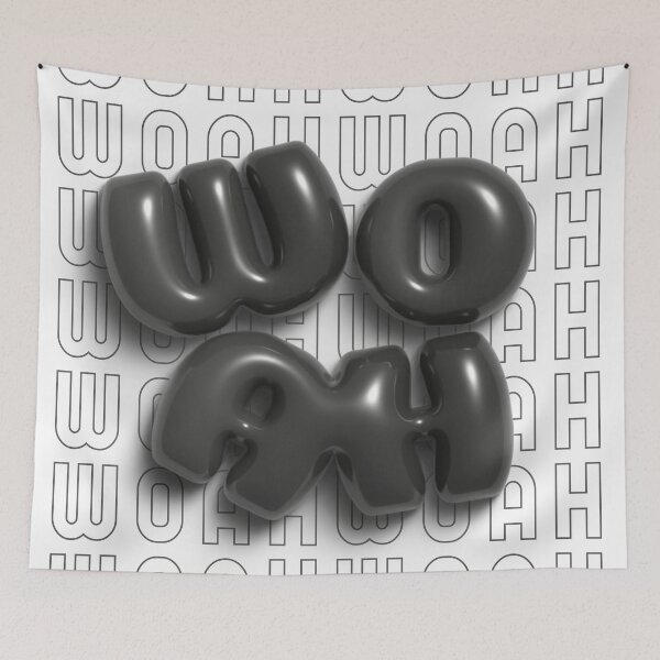 Item preview, Woah 3D Bubble Letters in Black and White designed and sold by AniDragonfly.