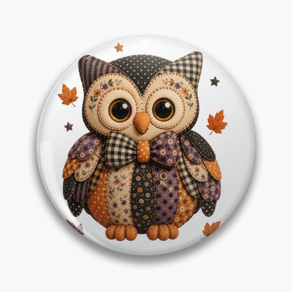 Item preview, Cute Patchwork Owl | Farmhouse Autumn & Halloween Art designed and sold by DecoVibe.