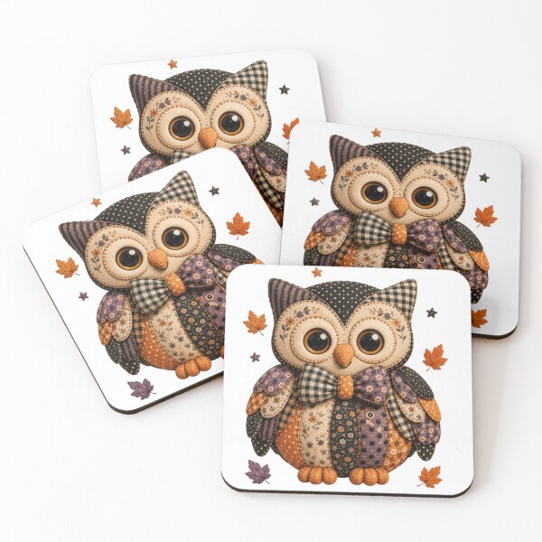 Item preview, Cute Patchwork Owl | Farmhouse Autumn & Halloween Art designed and sold by DecoVibe.