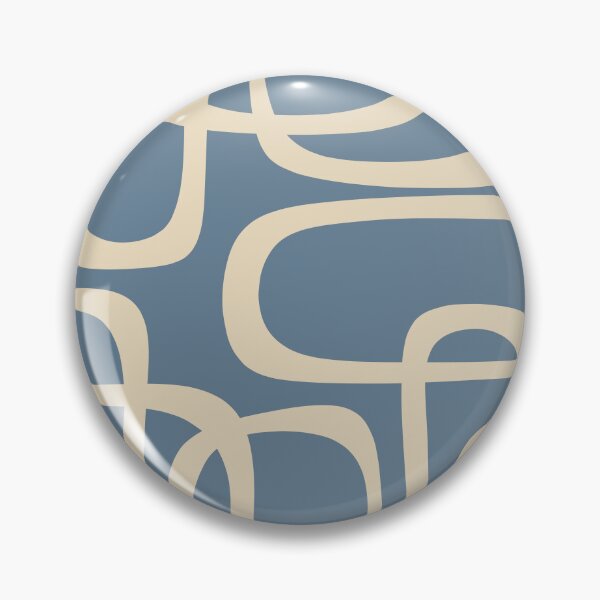 Item preview, Mid Century Modern Abstract Fine Loops Pattern in Faded Indigo Blue and Beige designed and sold by kierkegaard.