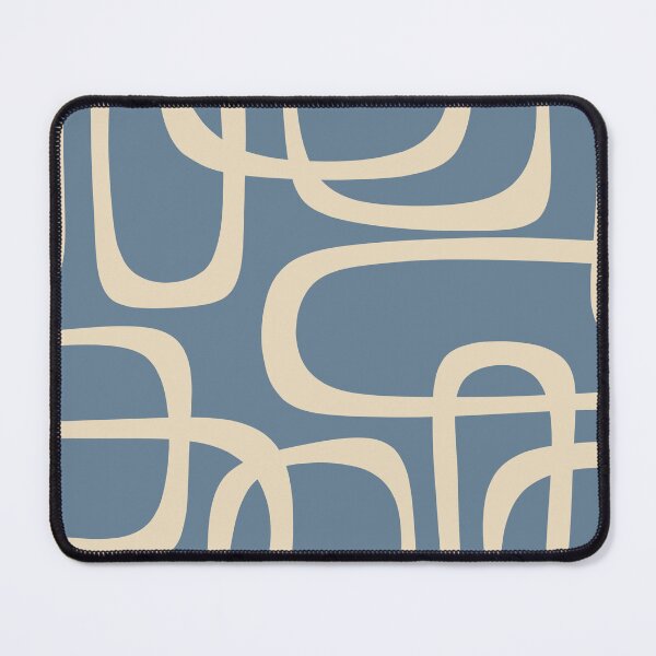 Item preview, Mid Century Modern Abstract Fine Loops Pattern in Faded Indigo Blue and Beige designed and sold by kierkegaard.