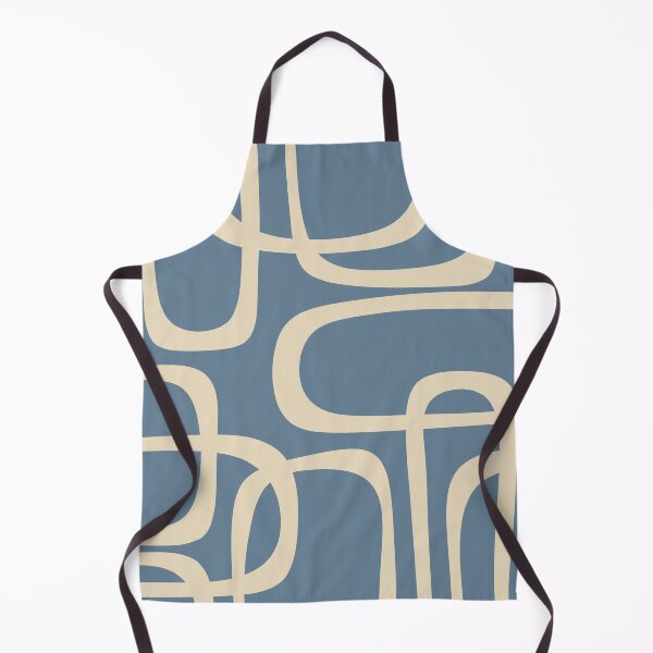 Item preview, Mid Century Modern Abstract Fine Loops Pattern in Faded Indigo Blue and Beige designed and sold by kierkegaard.