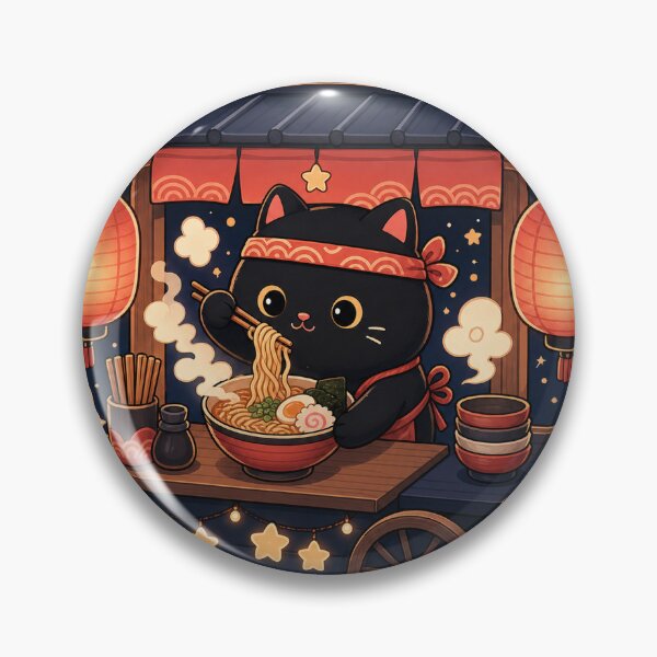 Item preview, Midnight Ramen Shop Cat designed and sold by PixelToPress.