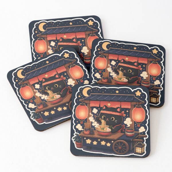 Item preview, Midnight Ramen Shop Cat designed and sold by PixelToPress.