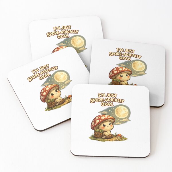 Item preview, I'm Just Spore-adically Okay Cute Mushroom Sticker | Funny Cottagecore Cartoon Mushroom designed and sold by Doodlynx.