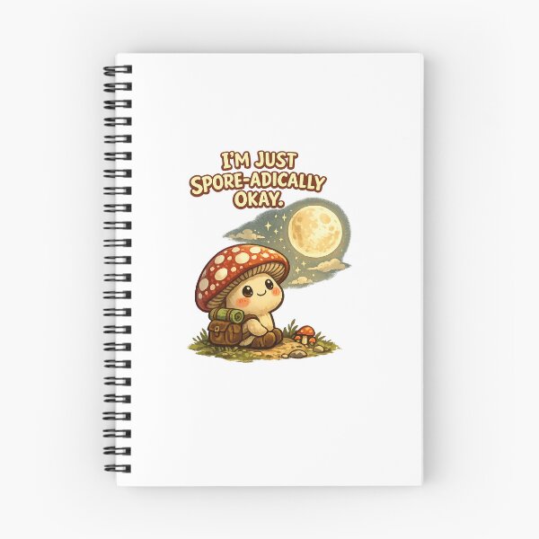 Item preview, I'm Just Spore-adically Okay Cute Mushroom Sticker | Funny Cottagecore Cartoon Mushroom designed and sold by Doodlynx.