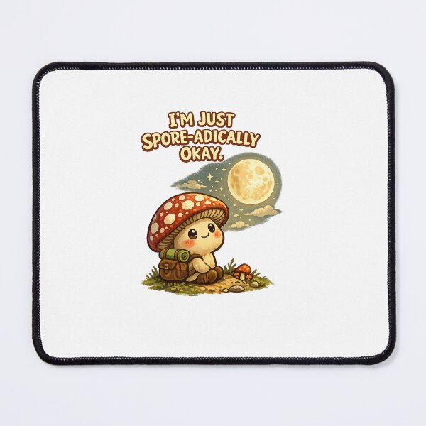 Item preview, I'm Just Spore-adically Okay Cute Mushroom Sticker | Funny Cottagecore Cartoon Mushroom designed and sold by Doodlynx.