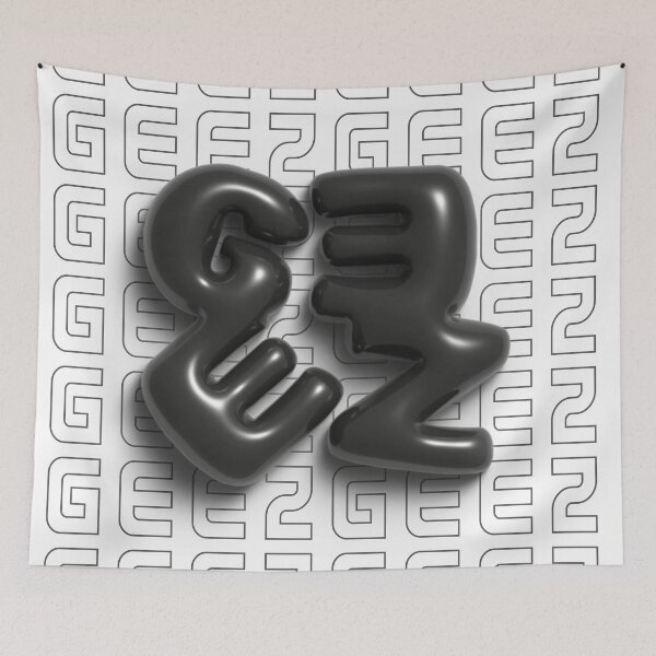Item preview, Geez 3D Bubble Letters in Black and White designed and sold by AniDragonfly.