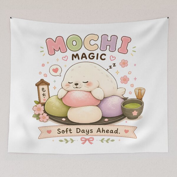 Item preview, Cute Mochi Seal Kawaii T-Shirt | Mochi Magic Japanese Dessert Animal Cozy Aesthetic Gift designed and sold by Snackwear Apparel.