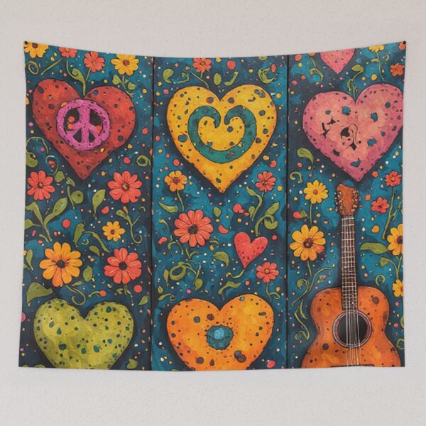 Item preview, 1960's Hippy Floral Hearts  designed and sold by TheDarkWardrobe.