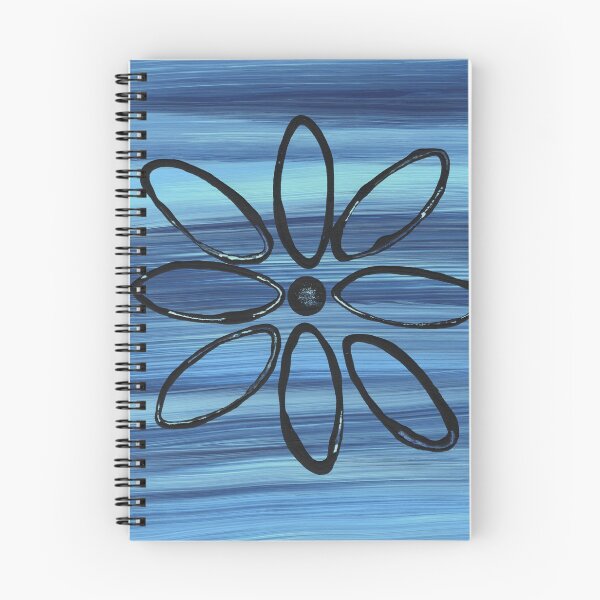 Item preview, Black Floral Pattern on Blue Background designed and sold by Kristy Carpenter.
