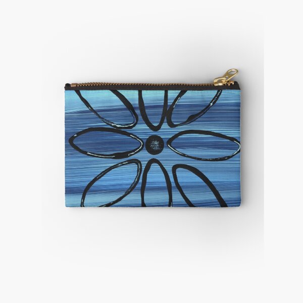 Item preview, Black Floral Pattern on Blue Background designed and sold by Kristy Carpenter.