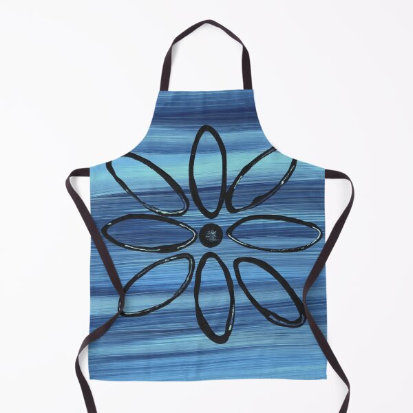 Item preview, Black Floral Pattern on Blue Background designed and sold by Kristy Carpenter.