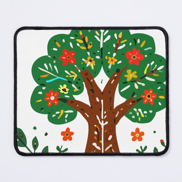 Item preview, Charming folk art tree illustration featuring colorful flowers, lush leaves, and playful botanical details in a modern paper cut style.  designed and sold by maewjpho.
