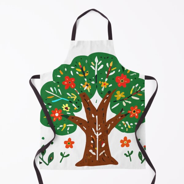 Item preview, Charming folk art tree illustration featuring colorful flowers, lush leaves, and playful botanical details in a modern paper cut style. designed and sold by maewjpho.
