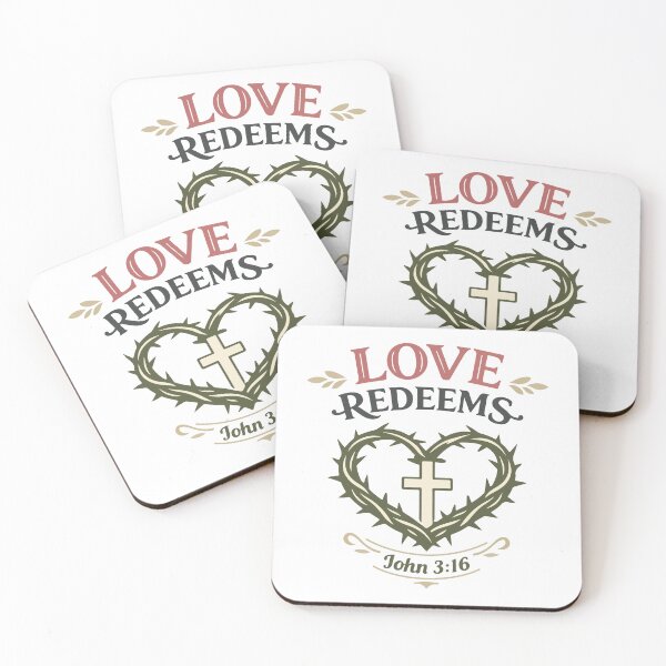 Item preview, Love Redeems Christian Heart Cross – John 3:16 Bible Verse Art designed and sold by stylishdzign.