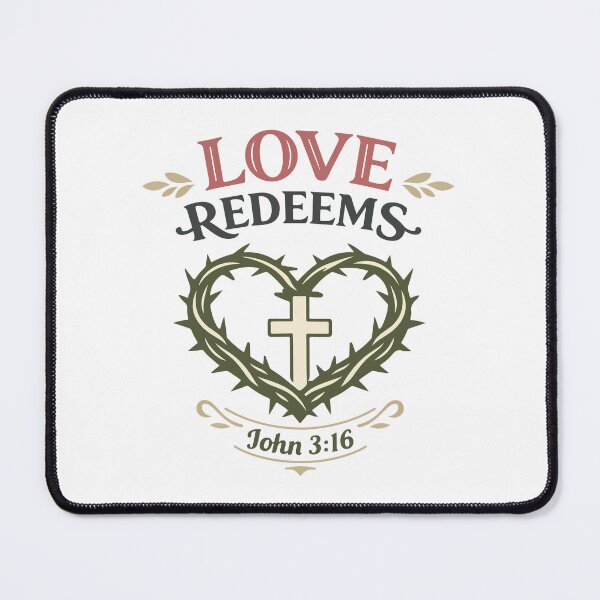 Item preview, Love Redeems Christian Heart Cross – John 3:16 Bible Verse Art designed and sold by stylishdzign.