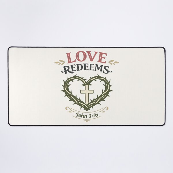 Item preview, Love Redeems Christian Heart Cross – John 3:16 Bible Verse Art designed and sold by stylishdzign.