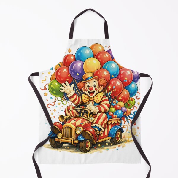 Item preview, Retro Comic Clown Driving Tiny Circus Car with Colorful Balloons | Whimsical Storybook Illustration designed and sold by lavanya11.