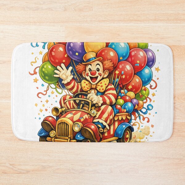 Item preview, Retro Comic Clown Driving Tiny Circus Car with Colorful Balloons | Whimsical Storybook Illustration designed and sold by lavanya11.
