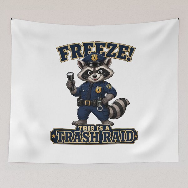 Item preview, Funny Police Raccoon Trash Raid Design designed and sold by Kolibra.
