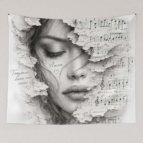 Item preview, Romantic Music Portrait – Graphite Pencil Art designed and sold by GRFORA.