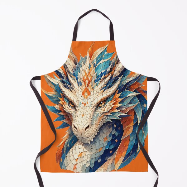 Item preview, Majestic Mosaic Dragon Portrait – Blue, Orange and Ivory Fantasy Art designed and sold by From Cyryl with Love.