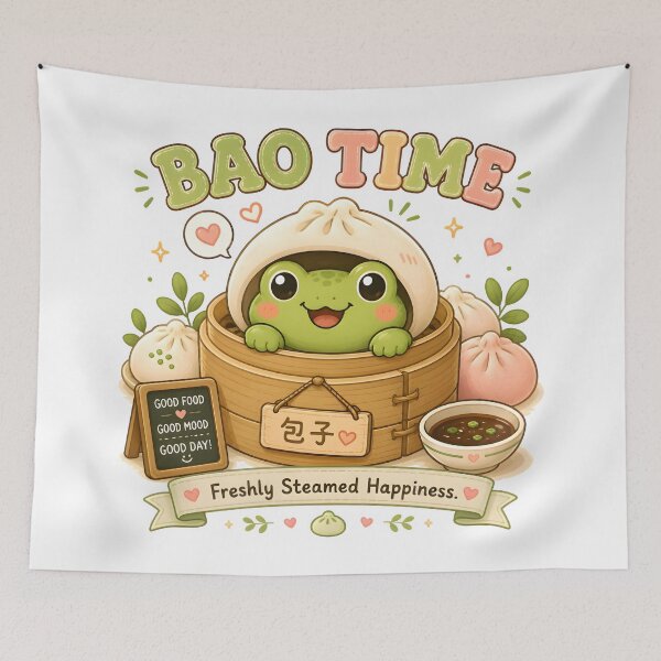 Item preview, Cute Bao Bun Frog Kawaii T-Shirt | Steamed Dumpling Frog Foodie Aesthetic Gift designed and sold by Snackwear Apparel.