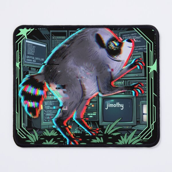 Item preview, Jimothy Raccoon JIMOTHY.SYS Cyberpunk Glitch Cryptid Trash Panda designed and sold by Nayem1006.
