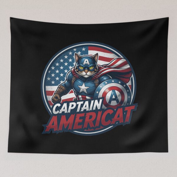 Item preview, Superhero Cat American Flag Comic Design designed and sold by TshirtsOnline-.