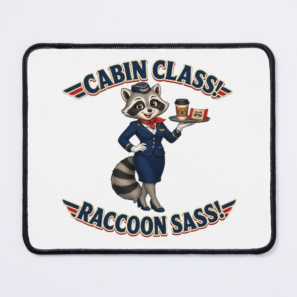 Item preview, Funny Raccoon Flight Attendant Cabin Class Design designed and sold by Kolibra.