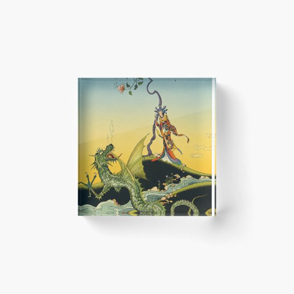 Item preview, Asian Princess and Dragon by Virginia Frances Sterrett - Art Nouveau Dragon Fantasy Illustration Vintage Wall Art for Mythology Lovers designed and sold by RickE.