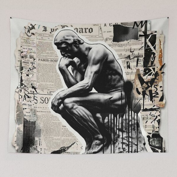 Item preview, The Thinker Street Art Stencil – Urban Grunge Rodin designed and sold by Simplybe1.