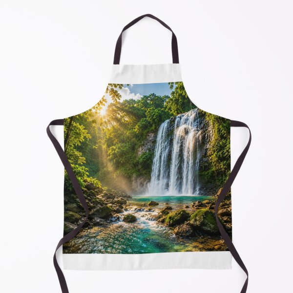 Item preview, Majestic Tropical Waterfall in Lush Rainforest with Sunlight and Crystal Clear Stream designed and sold by supakor.