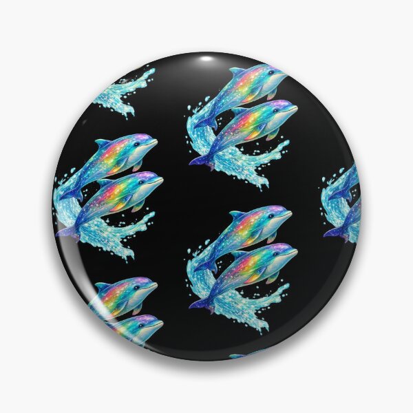 Item preview, Iridescent porpoises swimming in glowing water designed and sold by Side Quest Co..