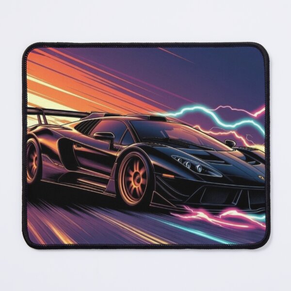 Item preview, Electric Neon Supercar | Cyberpunk Synthwave Speed Art designed and sold by Nexus Space.