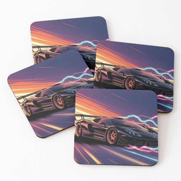 Item preview, Electric Neon Supercar | Cyberpunk Synthwave Speed Art designed and sold by Nexus Space.