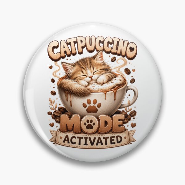 Item preview, Catpuccino Mode Activated Cute Cat Coffee designed and sold by pradeepvisuals.