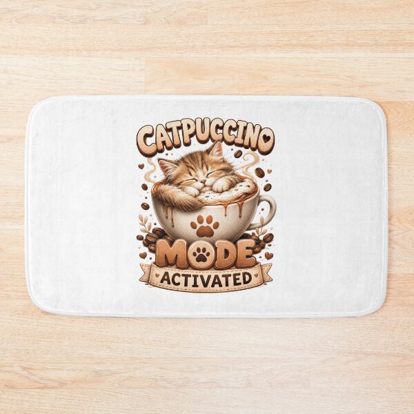 Item preview, Catpuccino Mode Activated Cute Cat Coffee designed and sold by pradeepvisuals.