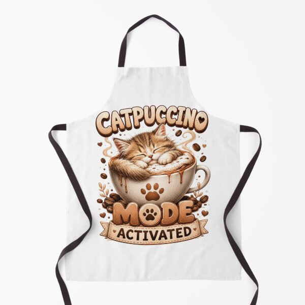 Item preview, Catpuccino Mode Activated Cute Cat Coffee designed and sold by pradeepvisuals.