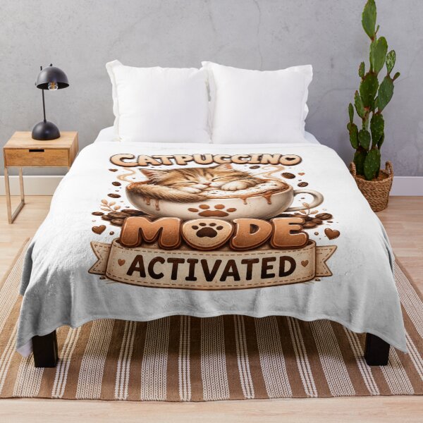 Item preview, Catpuccino Mode Activated Cute Cat Coffee designed and sold by pradeepvisuals.